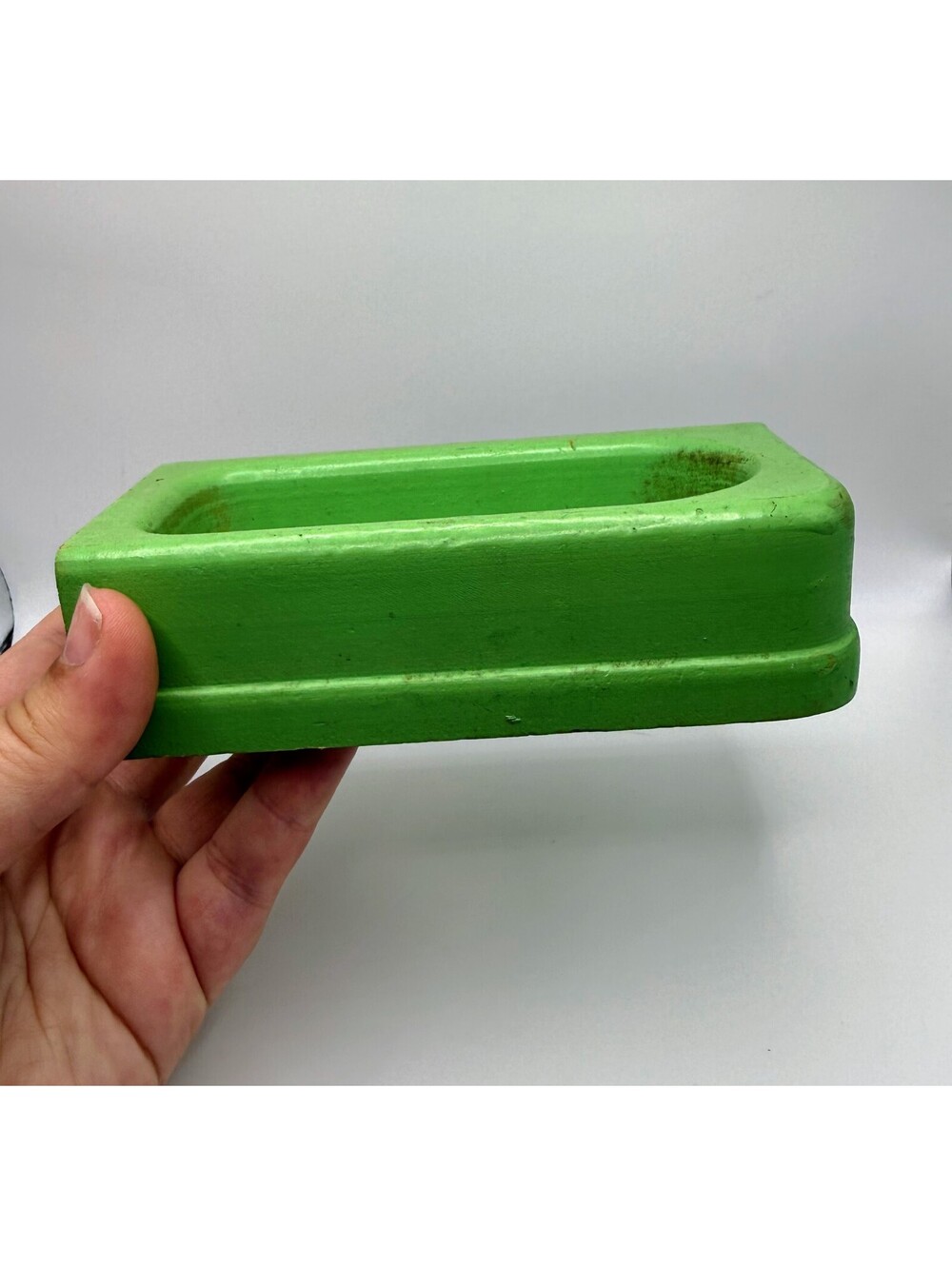 1:12 Scale Green Wooden Dollhouse Bathtub Miniature Bathroom, Vintage